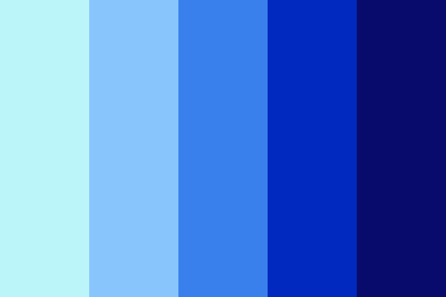 Shades of blue from light to dark Color Palette