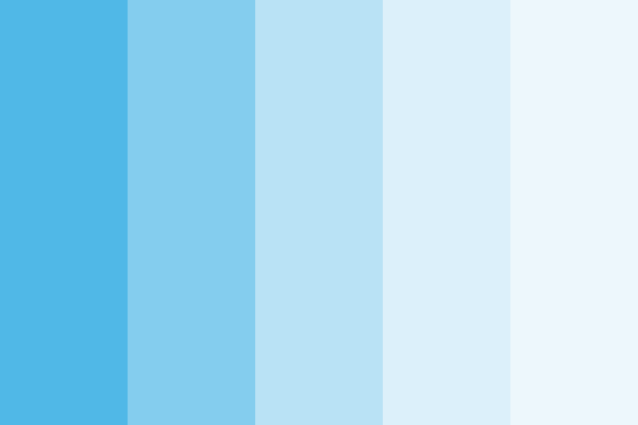 5 column Sky Blue Colour palette ranging from sky blue to white