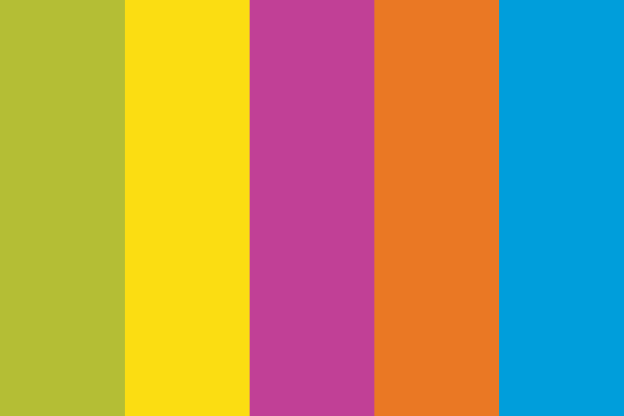 Green-yellow-pink-orange-blue Color Palette