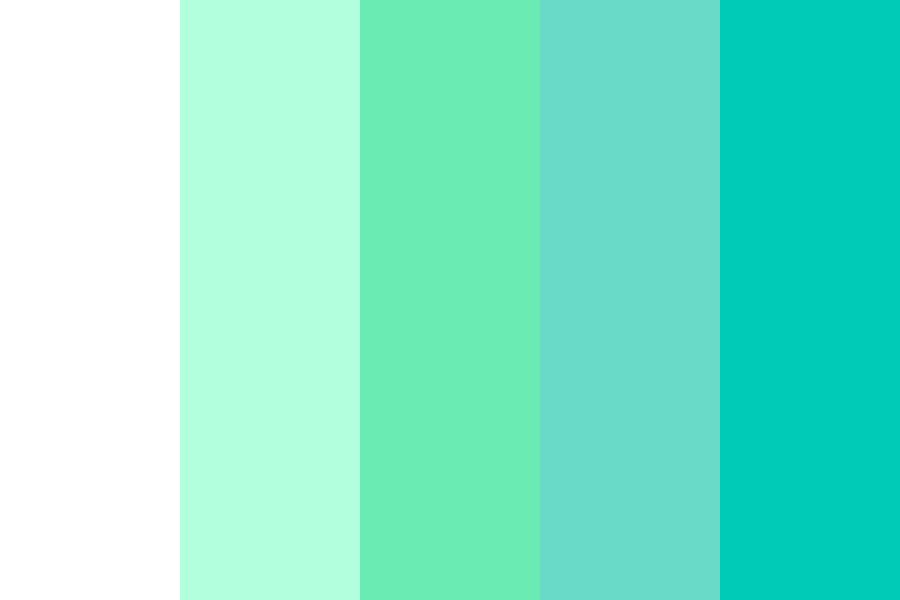 White to Sea Foam Green to Turquoise Color Palette