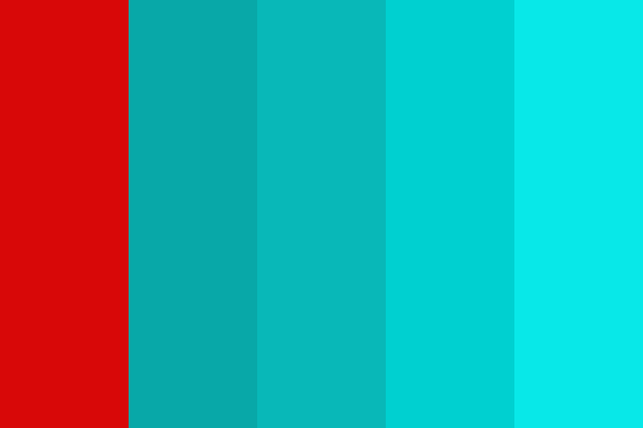 Red and Shades of Turquoise Color Palette